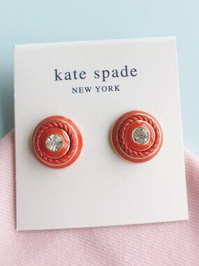 Kate Spade Ropes Red Gold Stud Earrings